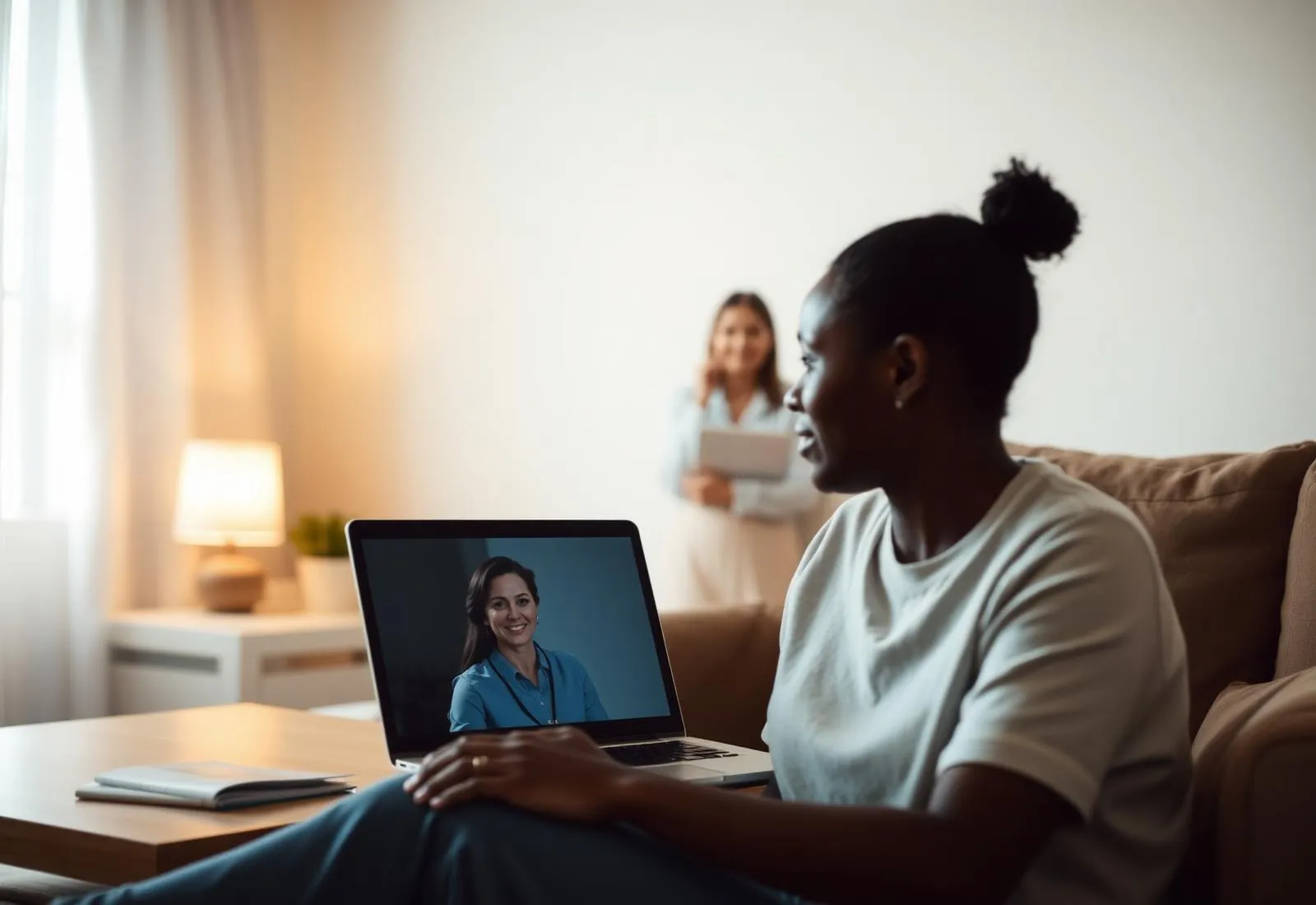 Paciente em consulta online com psicóloga
